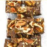 Top down view of pecan chocolate fudge