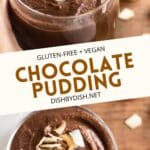 Collage of images of chocolate pudding.