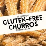 Collage of images of homemade gluten-free vegan churros.
