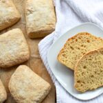 Sliced ciabatta bread rolls.