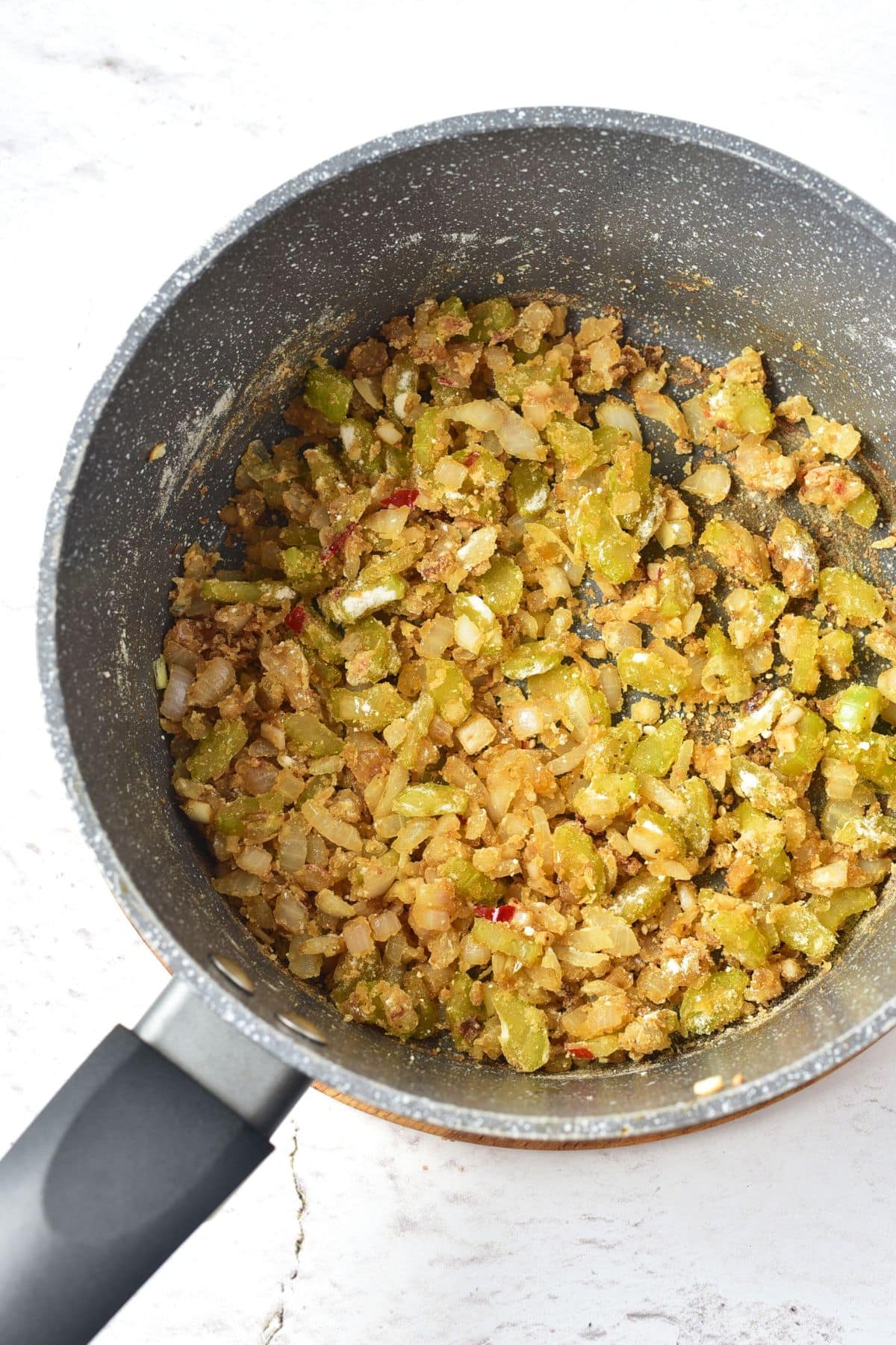 Sautéing veggies in saucepan