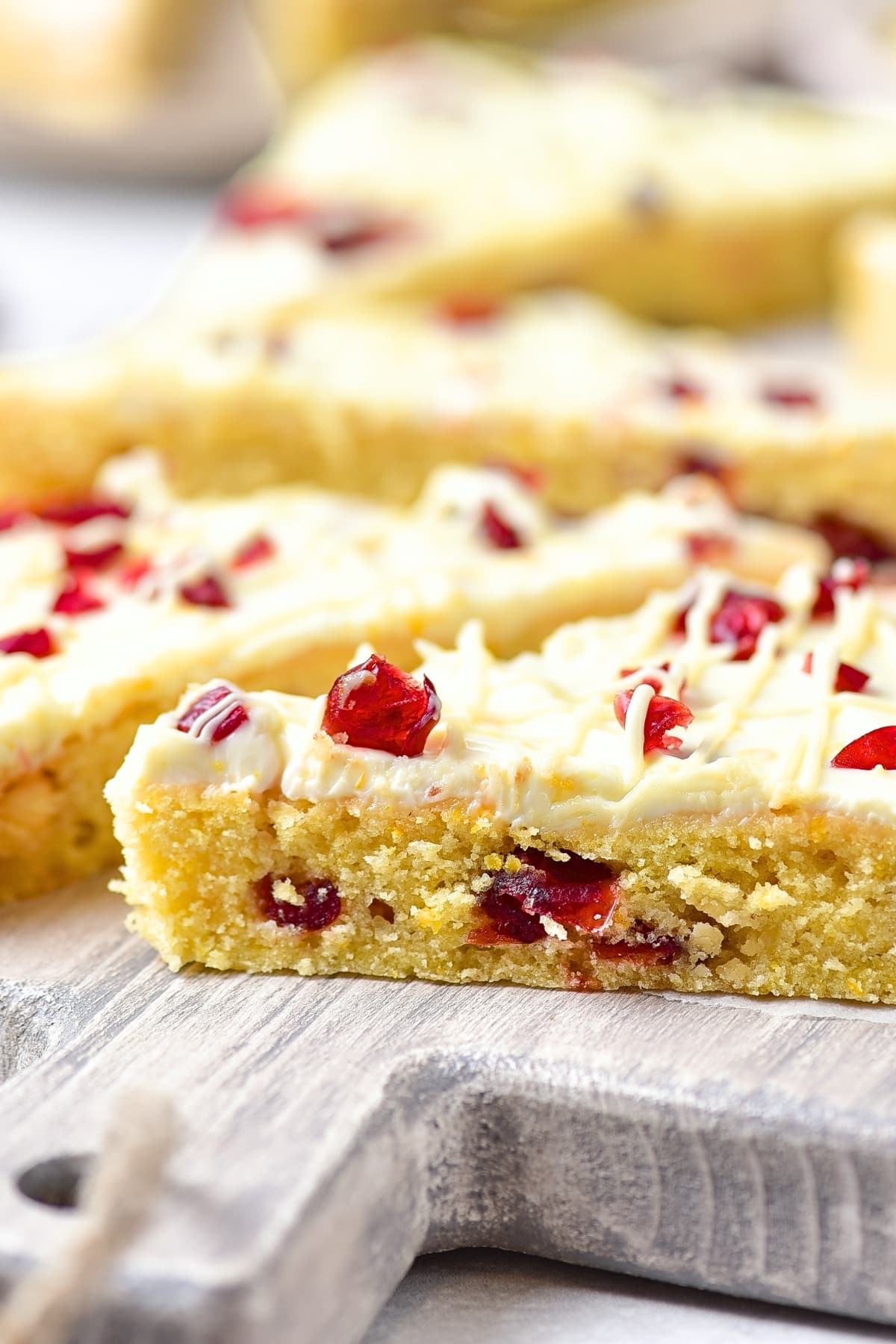 Up close shot of texture of GF cranberry bliss bars.