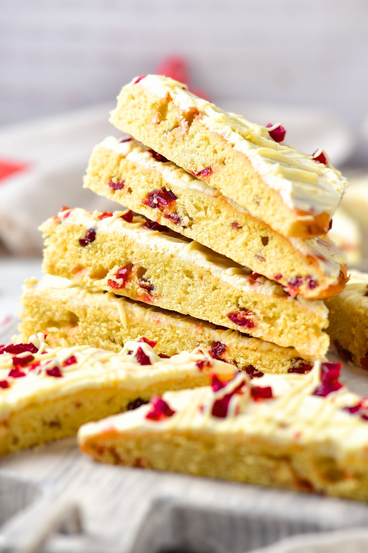 A stack of cranberry bliss bars