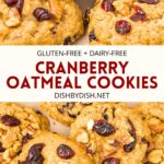 Collage of images of cranberry and oatmeal cookies