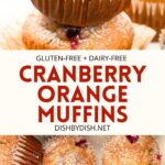 Collage of images of cranberry and orange muffins
