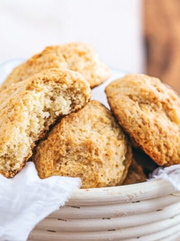 A basket of gluten-free drop biscuits
