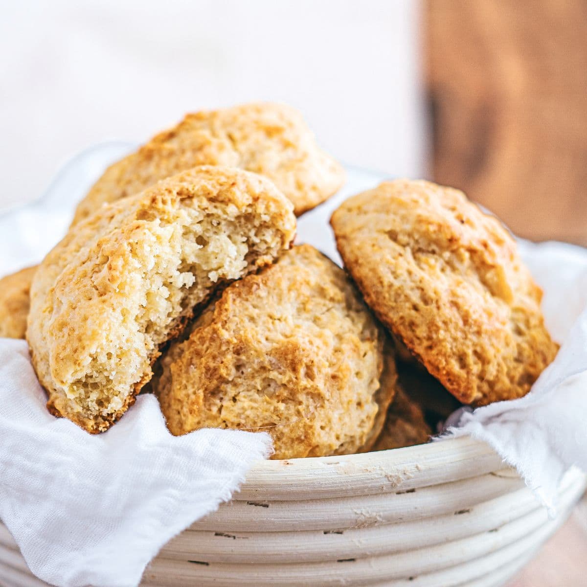 A basket of gluten-free drop biscuits