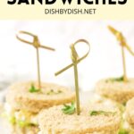 A plate of mini egg salad sandwiches