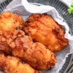 A plate of gluten-free fried chicken.