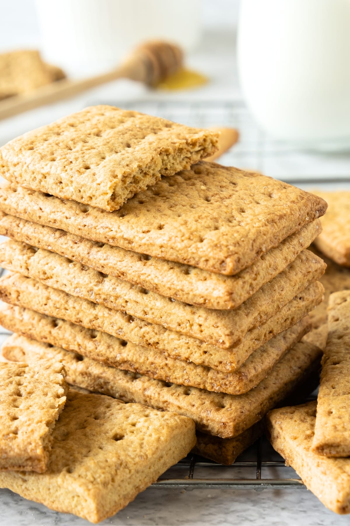 A stack of gluten-free dairy-free graham crackers.