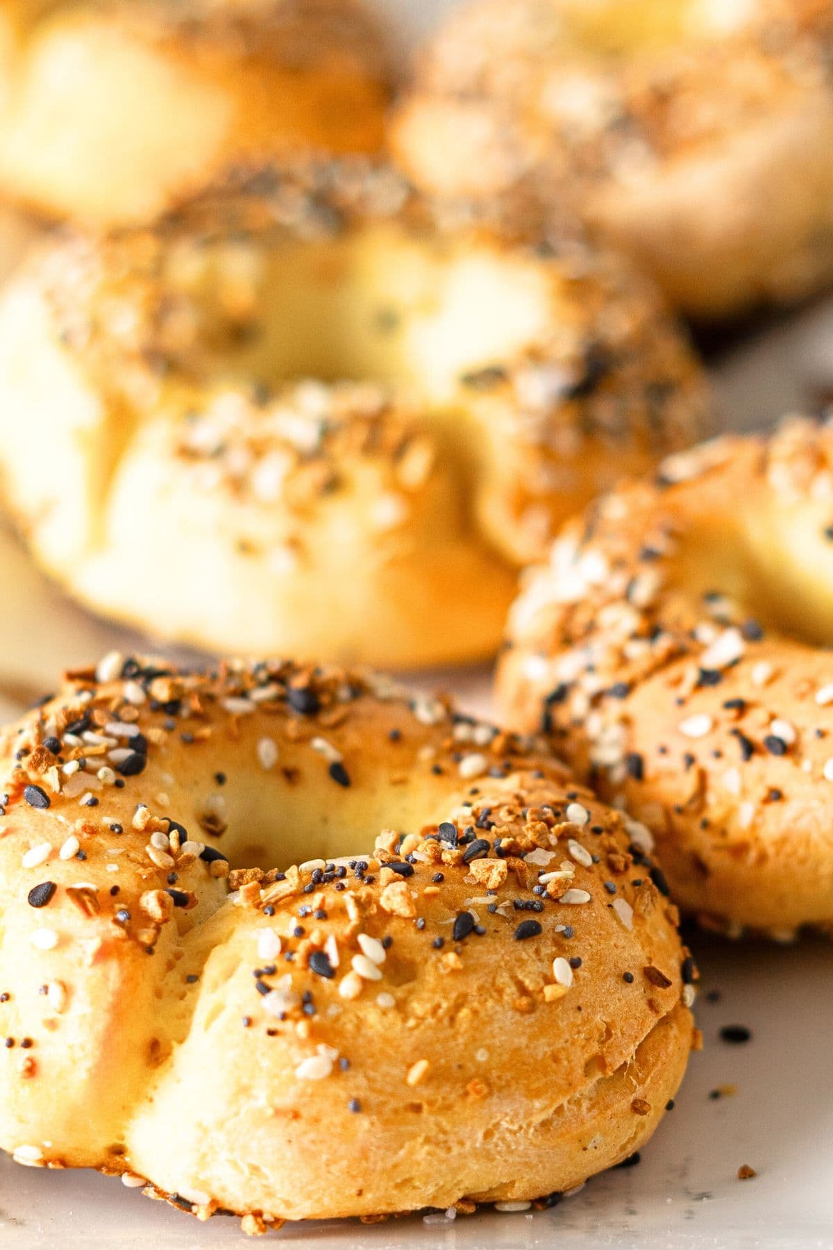 Up close view of gluten-free yogurt bagels