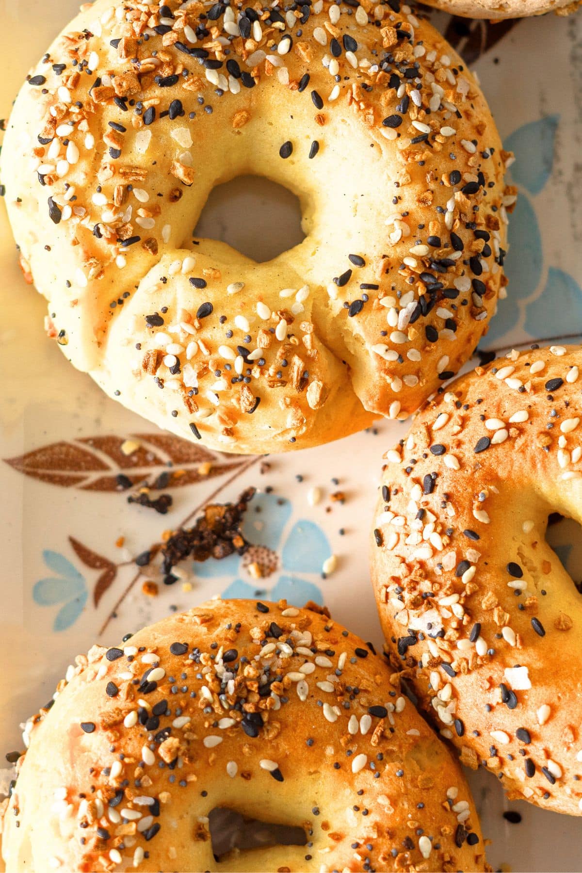 Top down view of a gluten-free bagels made with yogurt
