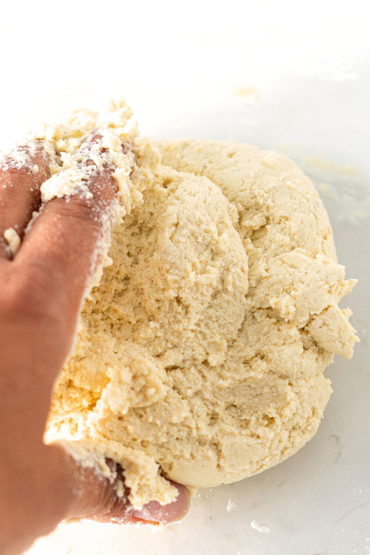 Hand kneading dough