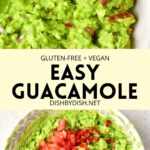 Collage of images of guacamole.