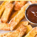 Up close view of halloumi fries