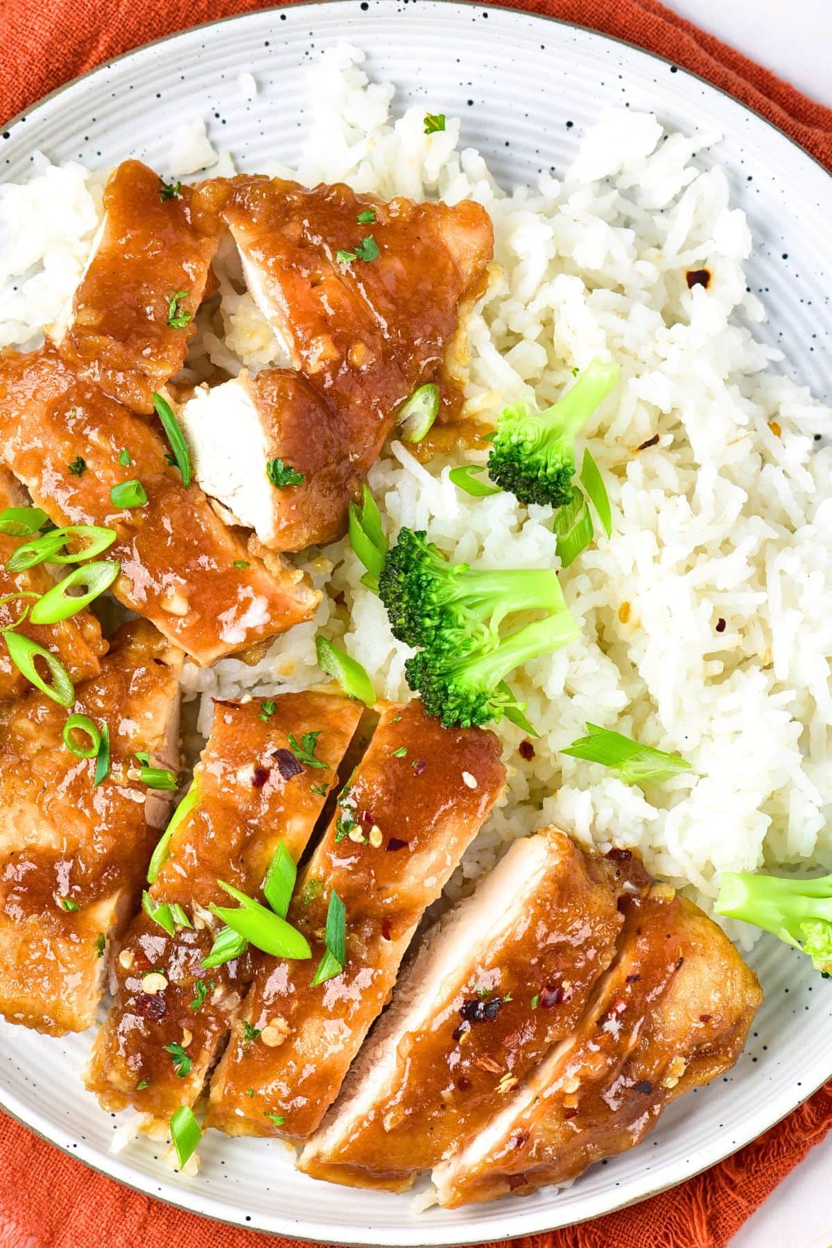 A plate of gluten-free honey soy chicken