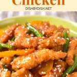 Up close view of sesame chicken.