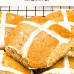 A stack of gluten-free hot cross buns.