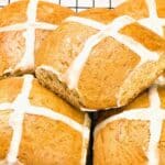 Up close shot of gluten-free hot cross buns.