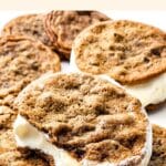 Up close shot of half-eaten gf ice cream sandwiches