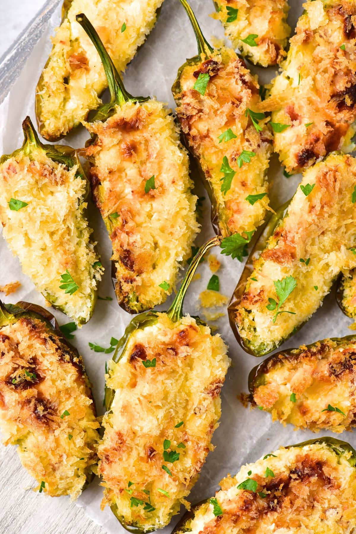 Top down view of gluten-free jalapeño poppers