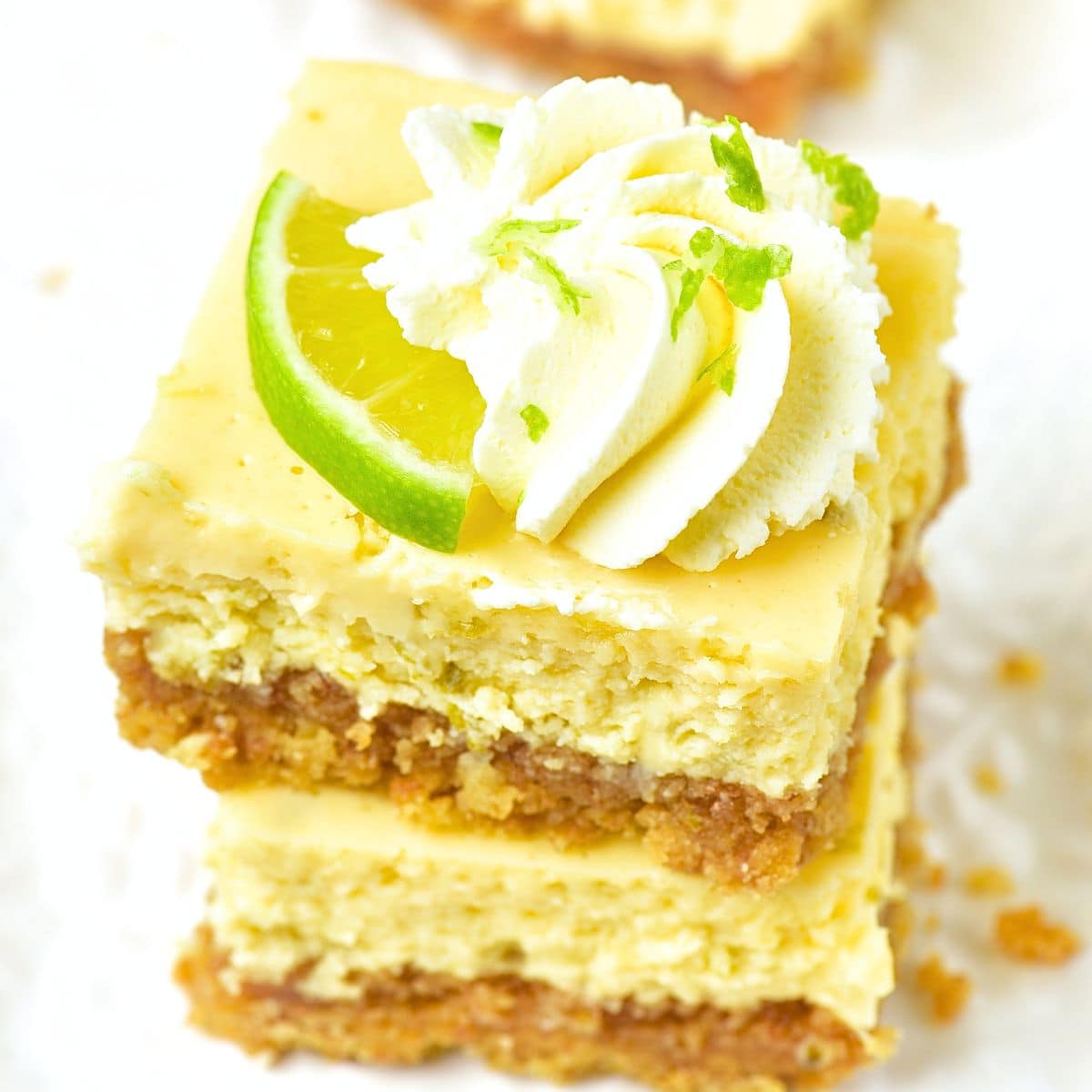 A stack of gluten-free key lime bars