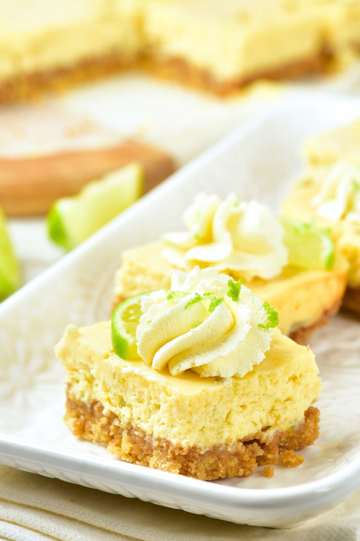 A plate of key lime bars