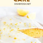 Half sliced olive oil cake on plate.