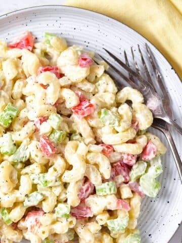 A plate of gluten-free macaroni salad