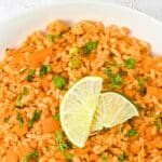 Top down view of gluten-free Mexican rice.