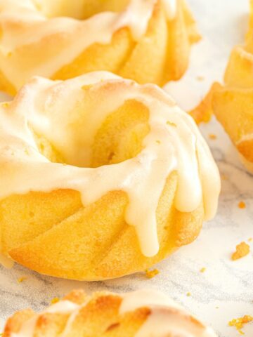 Mini bundt cakes drizzled in glaze