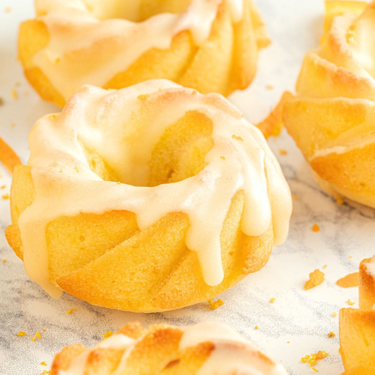 Mini bundt cakes drizzled in glaze