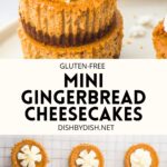 Collage of individual gingerbread cheesecakes