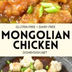 Collage of images of Mongolian chicken.