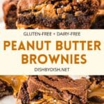 Collage of images of peanut butter brownies