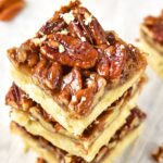 Top down view of a snack of pecan pie bars.