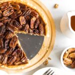 Top down view of gluten-free pecan pie without corn syrup