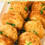 Potato cakes on rectangle plate.