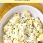 Top down view of gluten dairy-free potato salad.