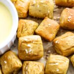 Gluten-free pretzel bites on parchment paper