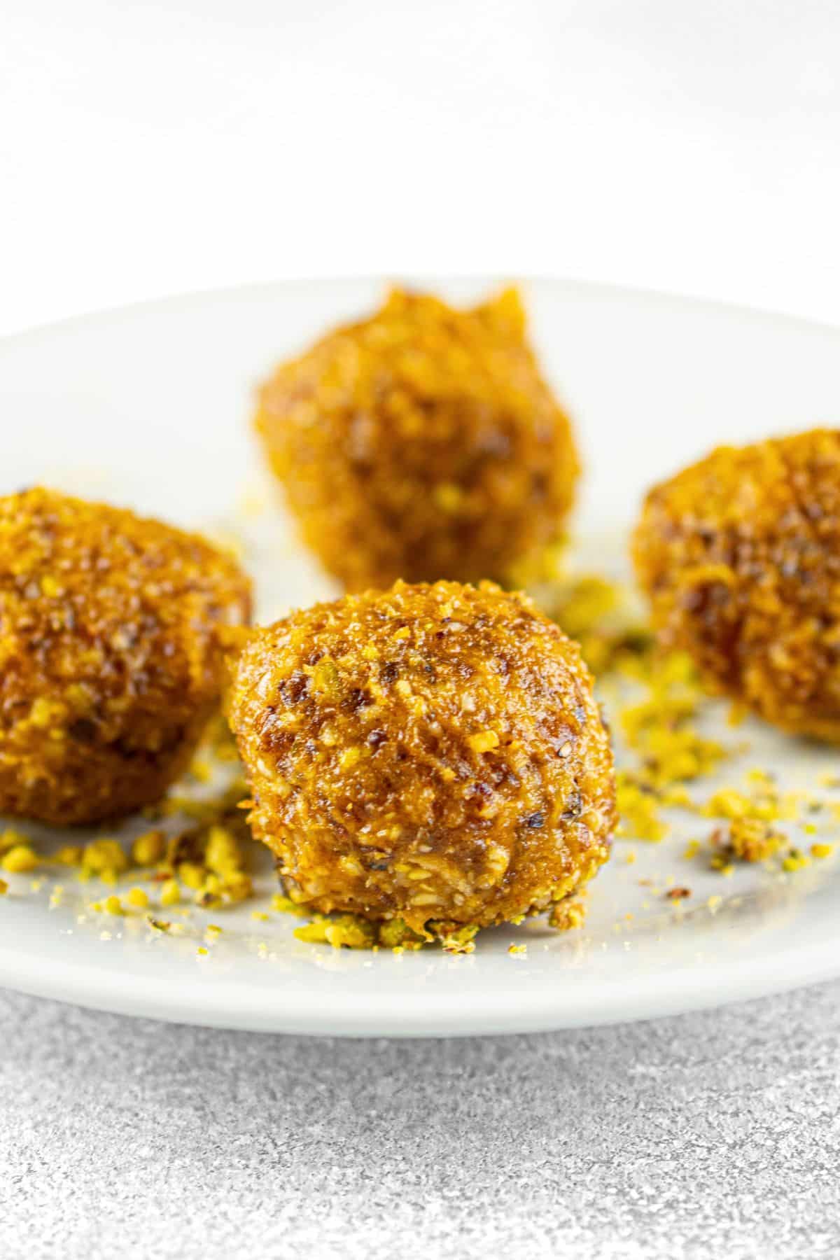 Balls of mixture on plate.