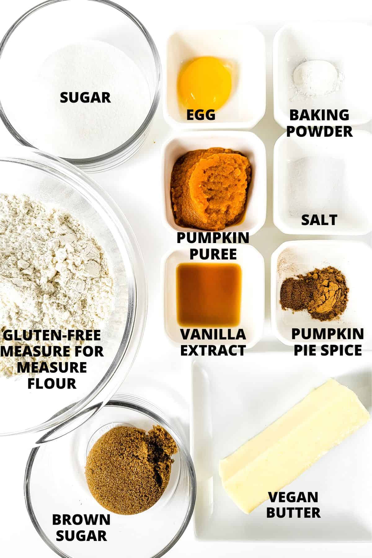 Ingredients required for making gluten-free crumbl cookie recipe.