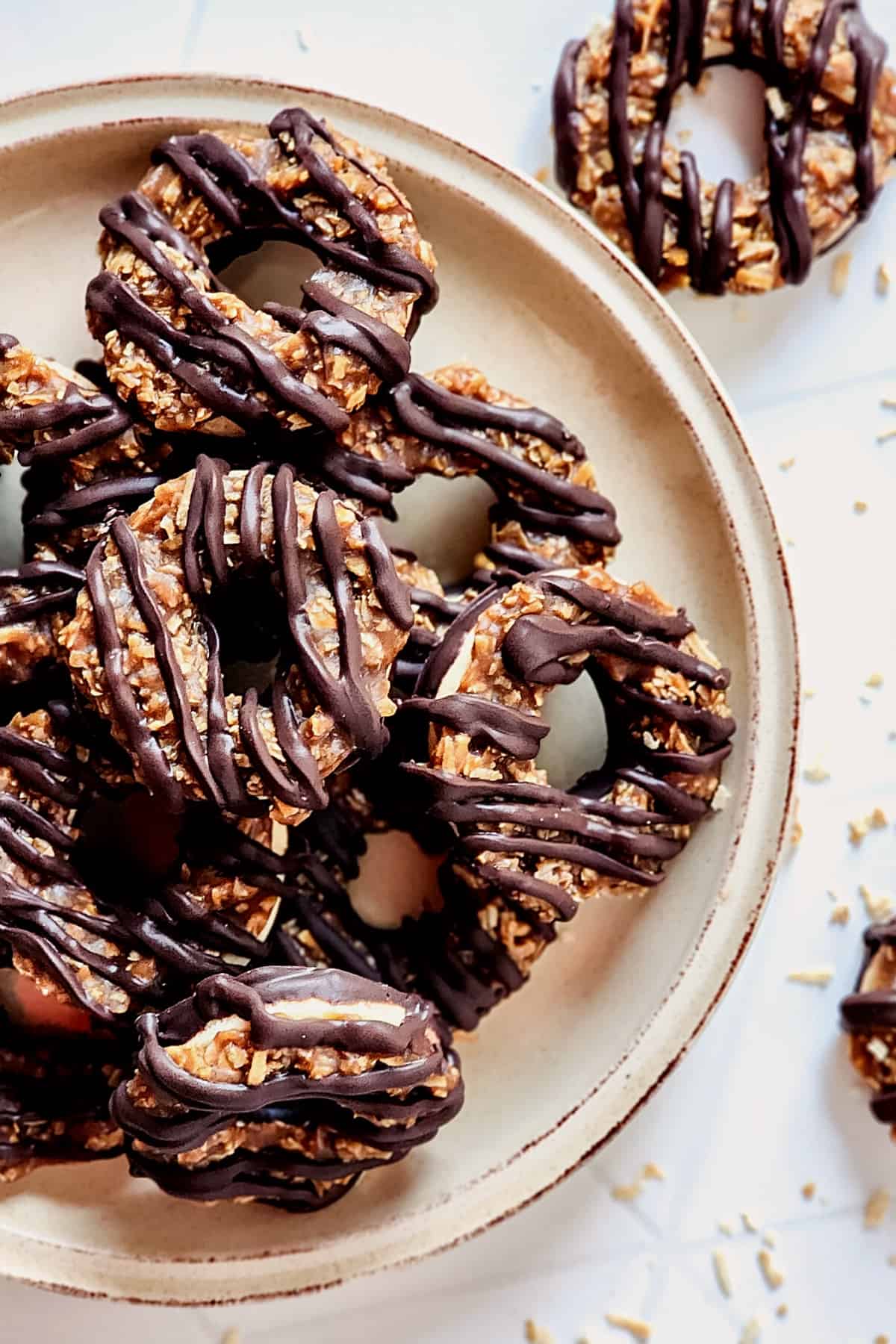 A plate of gluten-free samoas cookies