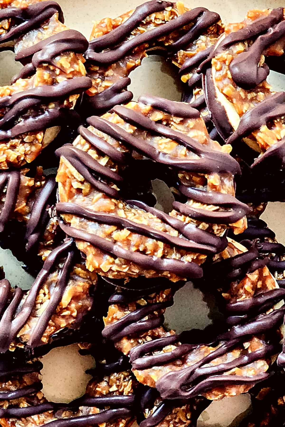 Close up view of homemade samoas.