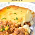 Reaching for a piece of gluten-free shepherd's pie.