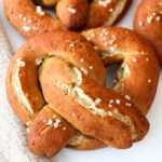 Up close shot of gluten-free soft pretzels