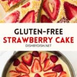 Collage of images of strawberry cake