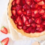 Top down view of strawberry pie