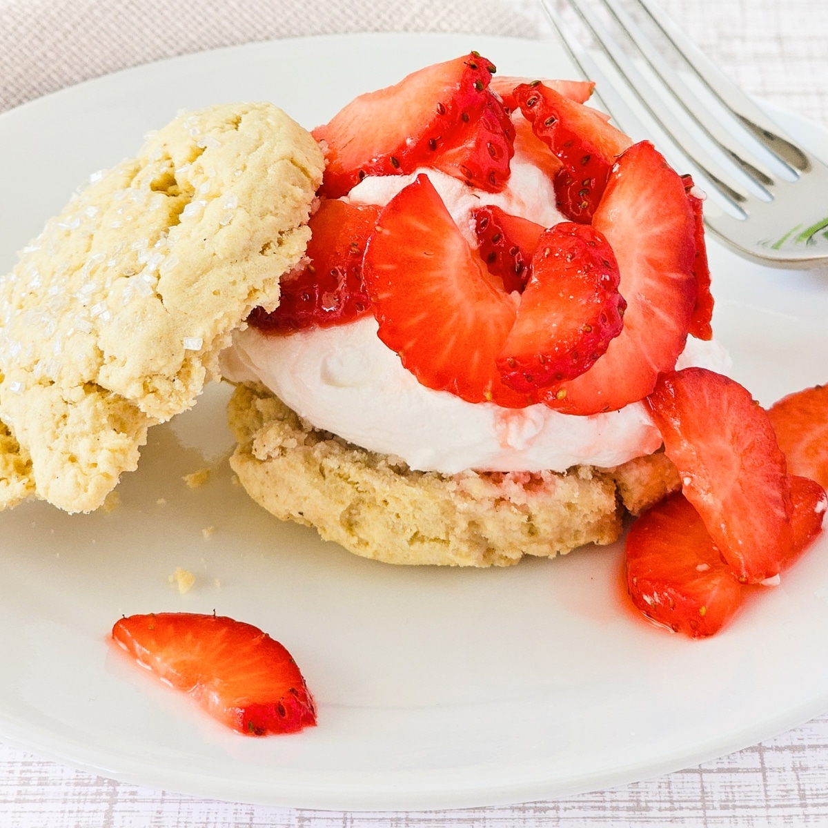 Strawberry shortcake on plate