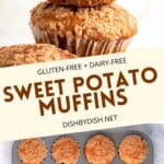 Collage of images of gluten-free potato muffins.